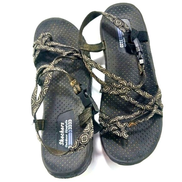 Skechers Outdoor Lifestyle Strappy Sandals Womans 10. Black and Gold Boho Chic.. - Picture 10 of 10